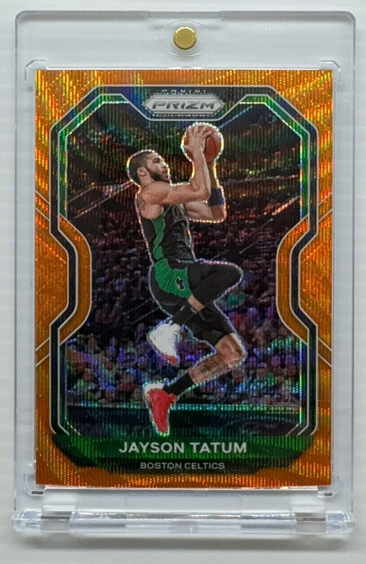 2020-21 Panini Prizm Jayson Tatum Orange Wave Prizms #13/60