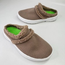 OOFOS Oocoozie Tan Sherpa Recovery Mule Shoes Slippers Womens Size 8
