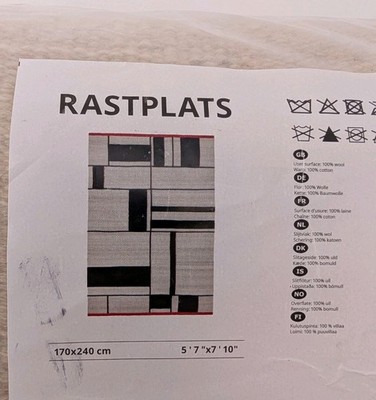 IKEA RASTPLATS Rug 100% Wool Flatwoven Handmade Beige Black Red 5
