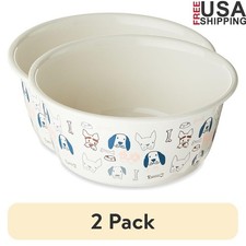 Stainless Steel Dog Bowl Cute Pup Dishwasher Safe Pet Feeding Non-Slip 2 Pack