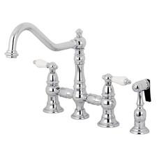 Kingston Brass KS3271PLBS Restoration 8" Bridge Kitchen Faucet with Sprayer