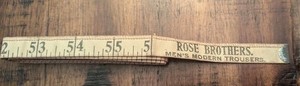 Vintage Rose Brothers 60" Cloth Advertising Tailor's Tape Measure Broadway NY