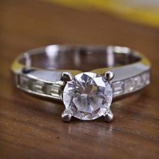 Size 8, vintage Sterling silver 925 engagement ring with cz