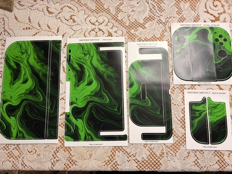 Acid Sludge Nintendo Switch 2 Decal Skin Set Green/Black Marble Anti-Scratch