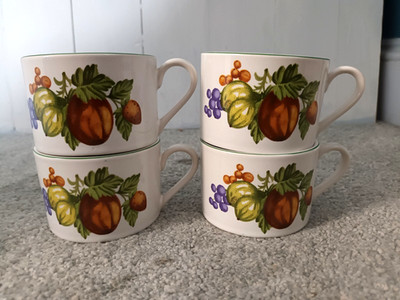 Set 4 Vintage Royal Norfolk Obst Design Tee Kaffeetassen