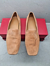Vince Tan Suede Square Toe Leather Slip On Flats Loafers Women's Size 7