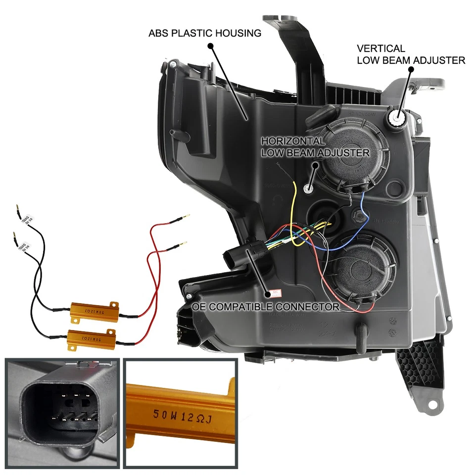 Black Fits 2015-2020 Chevy Tahoe Suburban Projector Headlights LED Bar Strip - Imagem 4 de 4