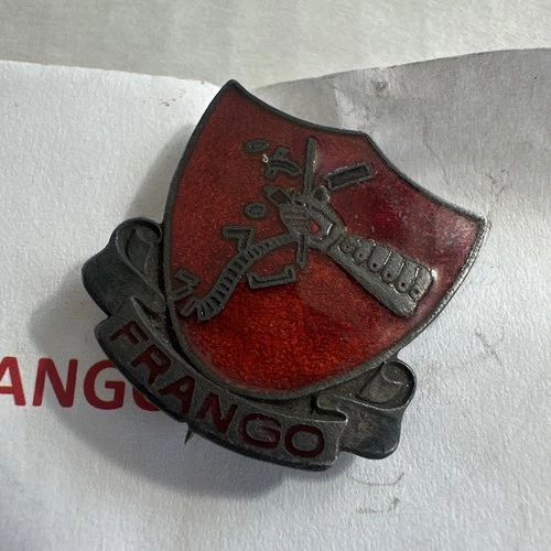 ARMY RED ENAMEL- Sterling Silver  “FRANCO” Pin- MILITARY- WW2