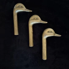 Vintage Set of 3 Brass Duck Head Fireplace Tool Damper Flue Hook Replacements