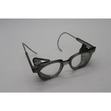 Vintage Industrial Safety Glasses Smoke Gray Plastic Frame Clear Lenses Side