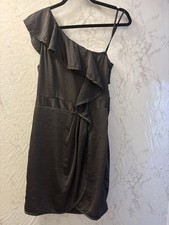BCBGENERATION Ruffle One Shoulder Dress Size 6 Charcoal With Pockets