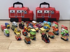 Thomas Brio Chuggington Die Cast Lot Of 33 Trains PLUS 2 Wilson Red Carry Cases