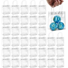 Clear Gift Bags with Handle, 55 Pack Plastic Small Gift Wrap Tote Pockets for...