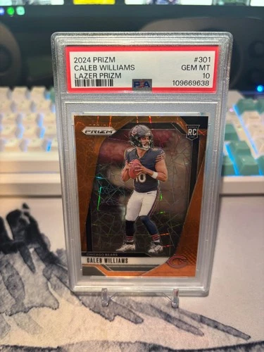 2024 Panini Prizm #301 Caleb Williams Orange Lazar Prizm PSA 10 (RC)
