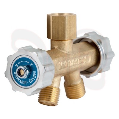 COWIK Doppelabzweigventil für Sauerstoff, 1/4'' auf 2 x 1/4'', Gasverteiler