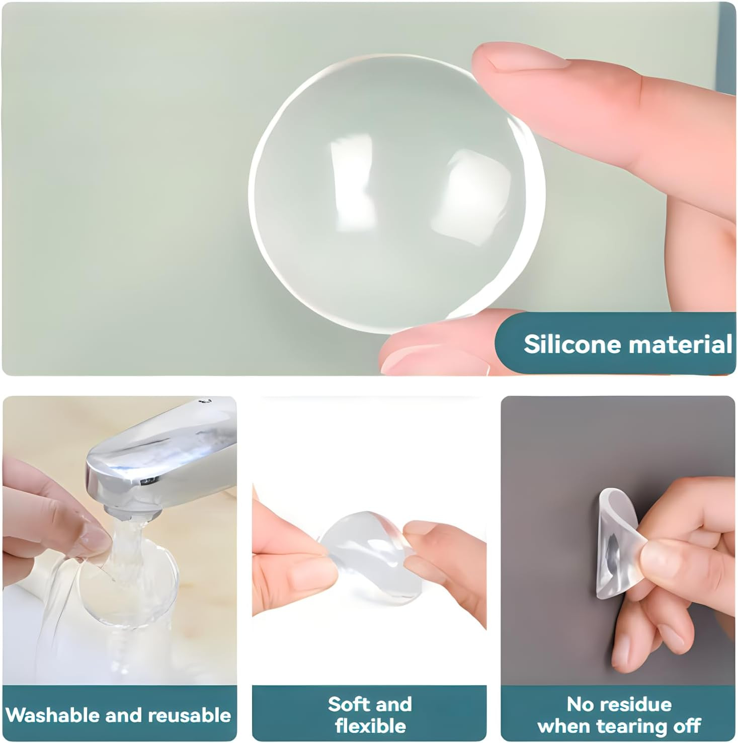 Silicone Door Wall Protectors Self Adhesive Bumper Guards Stopper Pads 6 Pack