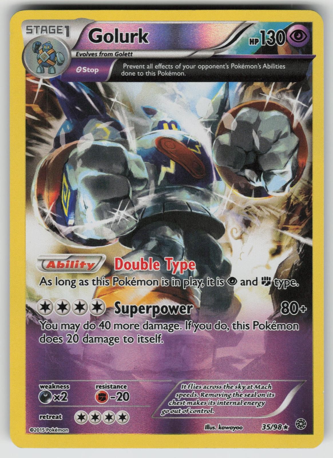 Golurk 35/98 Rare Ancient Origins Pokemon Reverse Holo Heavily Played