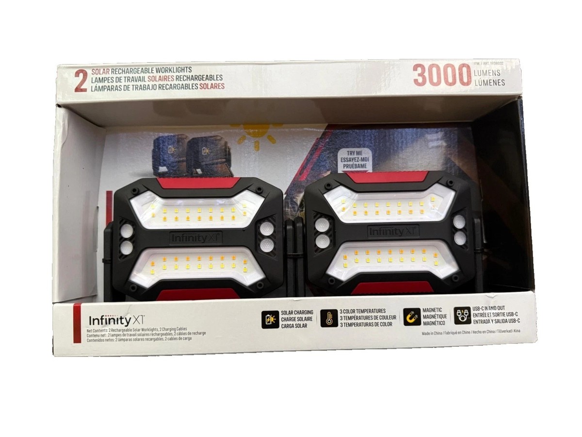 Infinity X1 Dual Powered Solar Work Light, 2-pack Infinity X1