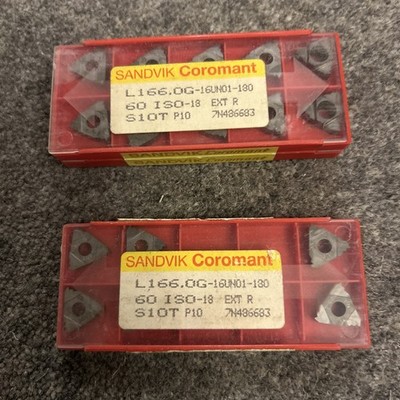 26 Stück Sandvik Hartmetall Gewindeeinsätze L166.0G-16UN01-180 S10T P10 eingestellt NOS