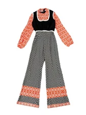 Vintage 70s Geometric Print Jumpsuit Distressed