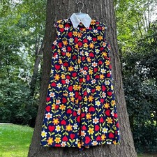 60s MOD PRINT daisies  hearts incredible vintage playsuit romper