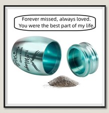 1.57in Blue Mini Pet Memorial Small Urns for Dog Cat Ashes Stainless Steel