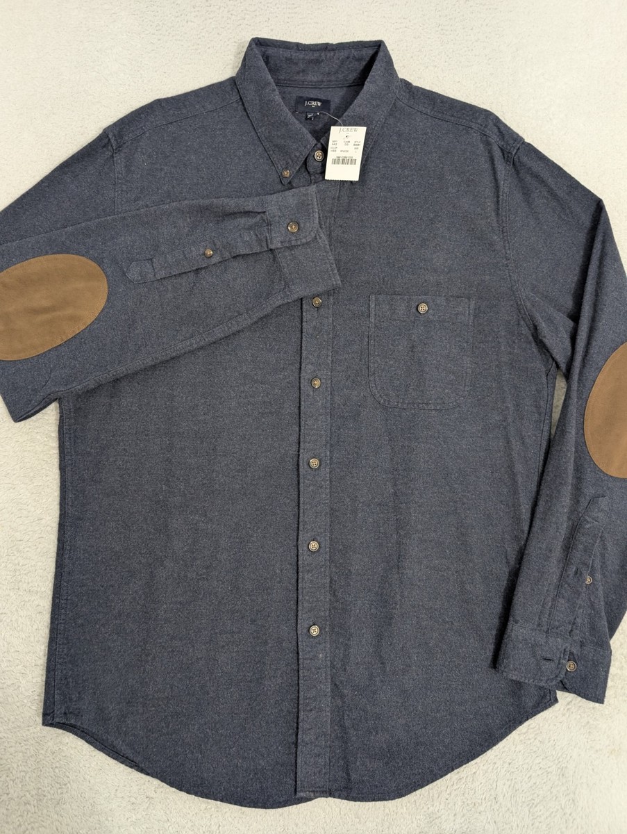 NEW! J Crew Mens L Button UP Long Sleeve Chamois Faux Leather