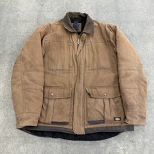 Dickies Brown Canvas Chore Work Wear Heavyweight Jacket Quilt Lined Size XL