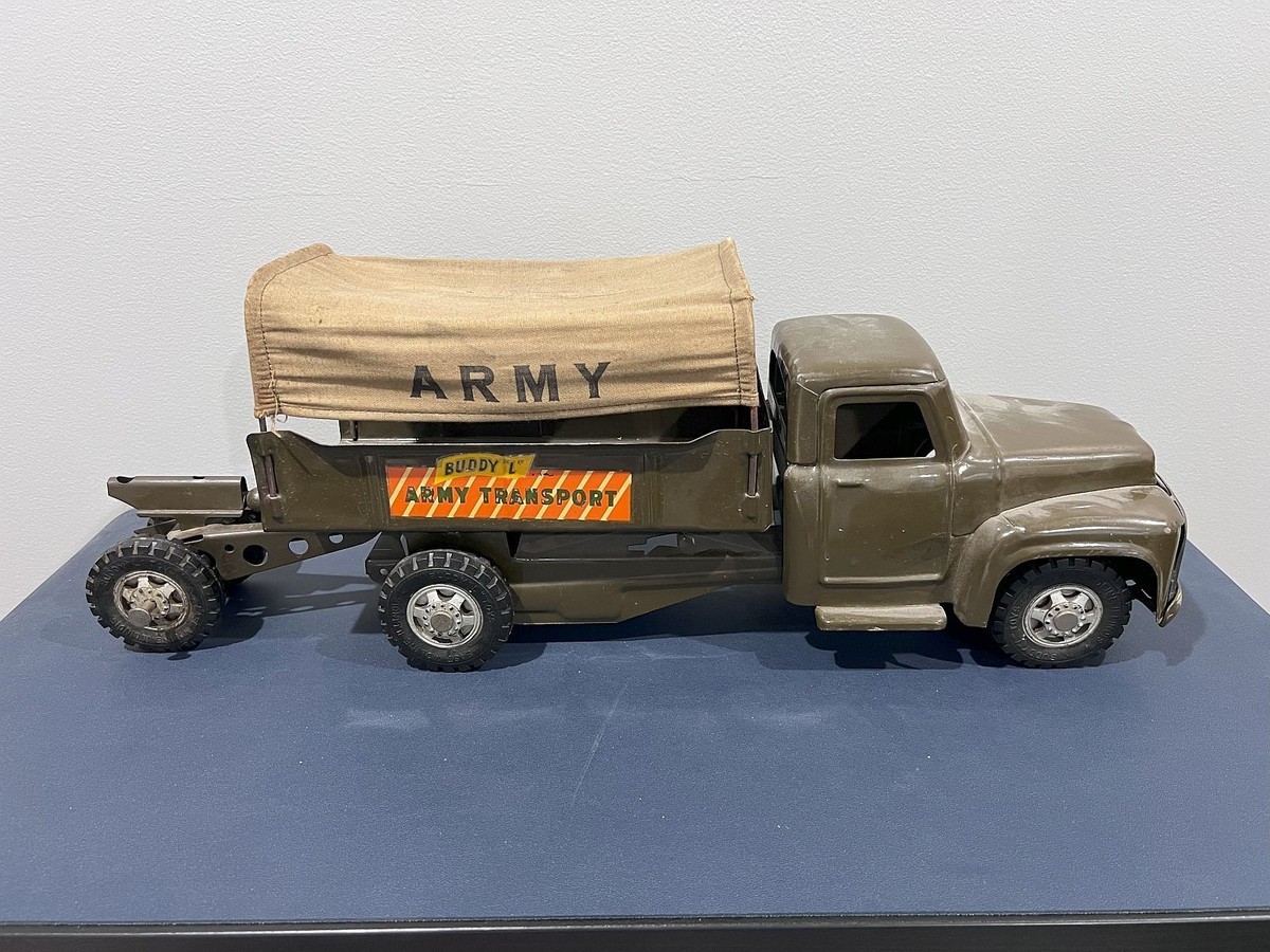 Buddy L Army Transport Army Truck with Canopy and Cannon 24
