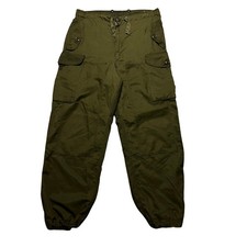 Vintage 70s Olive Green Military Cargo Pants Size 40 Baggy Long Distressed Rare