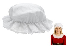Adult White Mob Hat Granny Bonnet Mop Cap Colonial Pilgrim Costume Accessory