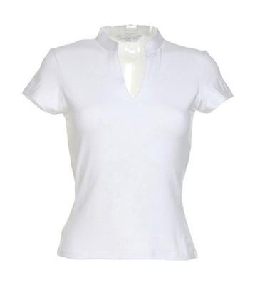 Kustom Kit Damen Shirt Top Stehkragen V-Ausschnitt T-Shirt S M L XL