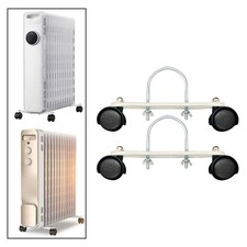 2 Pieces Mobile Pulley Bracket Electric Heater Frame Base for Oiled Filled