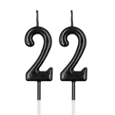 22nd Birthday Candles, Black Number 22 Candle for 3.74 x 1.1 x 0.6 in, 