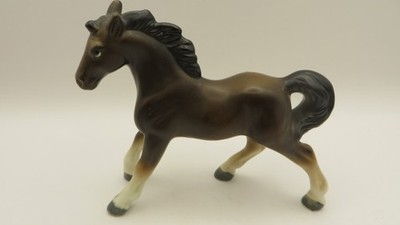 Vintage Art Line Chocolate Brown Horse/White Stockings-Black Mane & Tail 3.5x4''