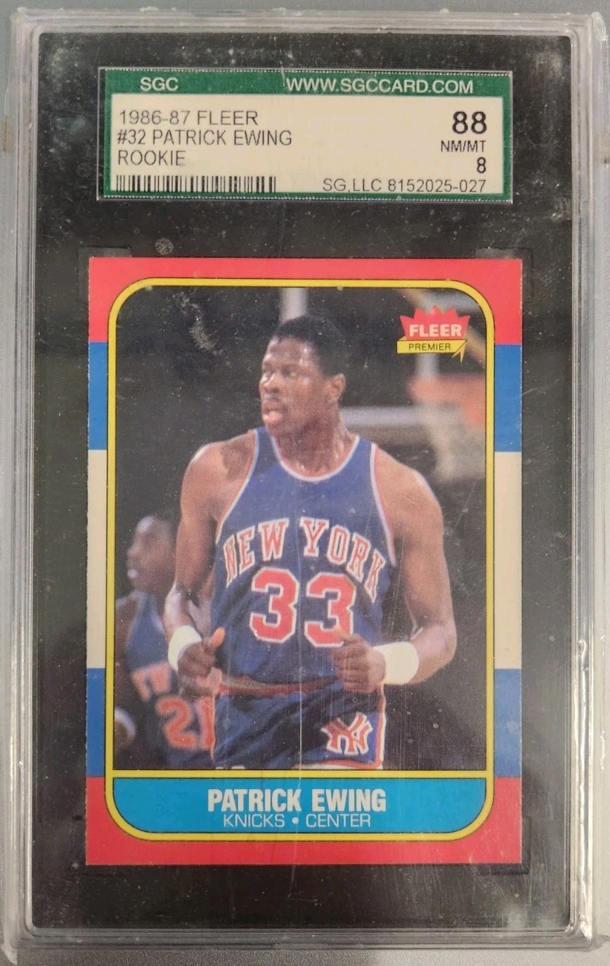 SGC 8 - 1986-87 Fleer - Patrick Ewing #32 (RC) - HOF *TEXCARDS*