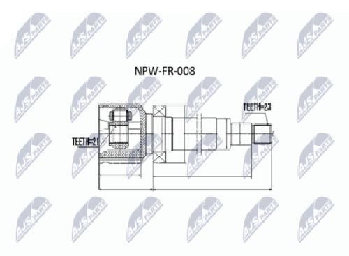 NTY CV Joint Kit Drive Shaft NPW-FR-008 For Ford Front Axle Right 450 mm