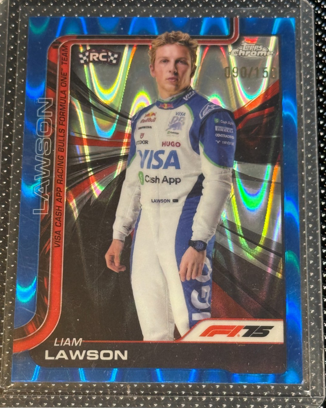2025 Topps Chrome F1 Formula 1 Liam Lawson Blue Raywave /150 #11 RC Rookie