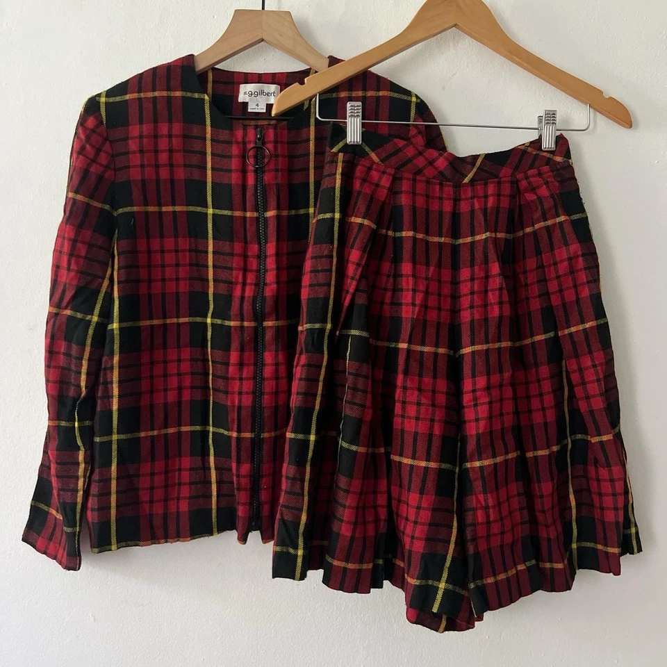 S G Gilbert винтажный 90-х Tartan Бермуды шорты и верхний подходящий набор сделано в США