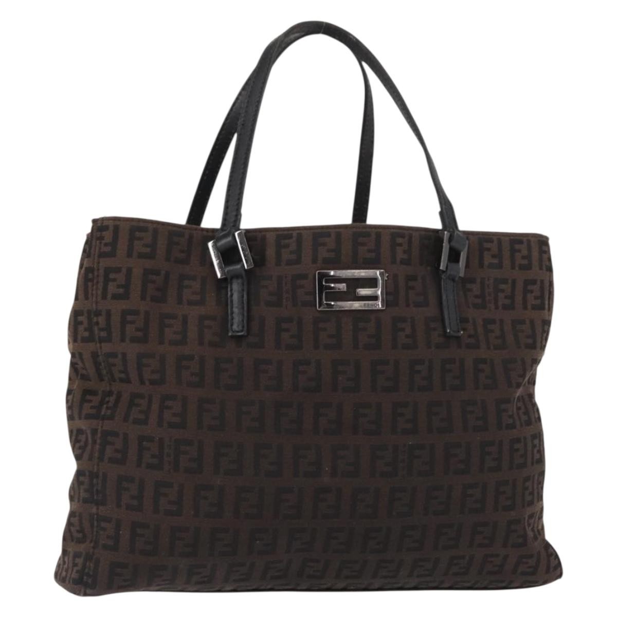 Fendi Zucca Tote Bag Canvas Brown Canvas Tote Bag Bag (Pre-Owned)