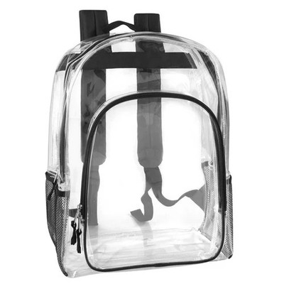 17 Inch Deluxe Clear Transparent Heavy Duty Waterproof Backpack with Side Pocket