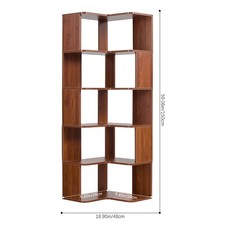 5/6 Tier Corner Bookshelf Storage Organisers Wooden Display Stand Storage Rack