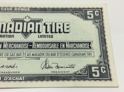 1974 Canadian Tire 5 Cents Uncirculated Banknote CTC Gas Bar Cash Bonus D201 - Picture 6 of 9