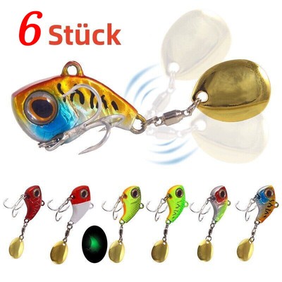 6x Jig Spinner Set Jigspinner Box Blinker Spin Tail Barsch Hecht Bleikopfspinner