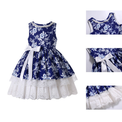 sachin and babi light blue dress Summer Girls Casual Holiday Dresses Spanish Wedding Party Outfits Flower  Blue US