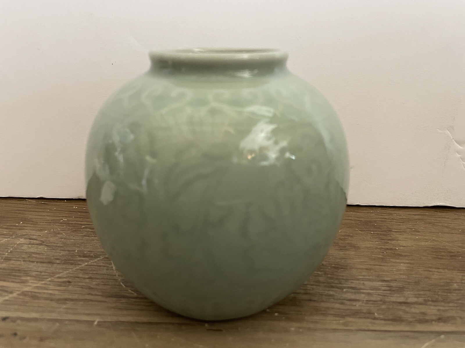 Vintage Green Ginger Jar Vase Urn Pot Without Lid Ceramic Pottery China