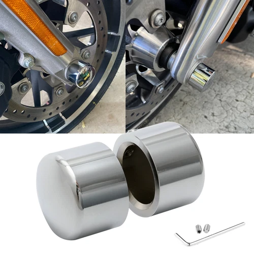 Pair CNC Front Axle Cap Nut Cover For Harley Street Glide Road Glide 2002-2024
