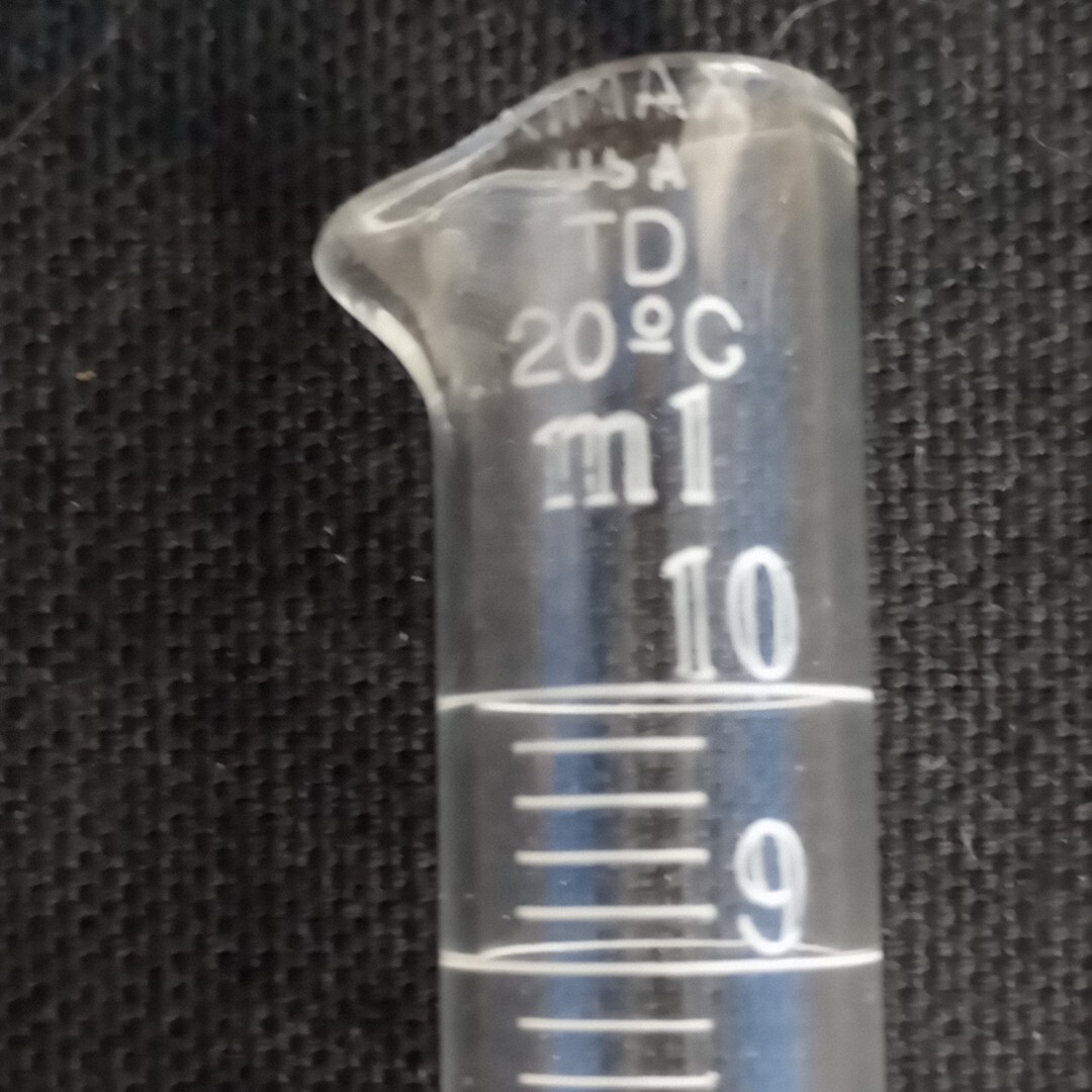 Vintage Kimax Pyrex Lab Glass Cylinder Beaker Test Tube 10ml (Scratches)