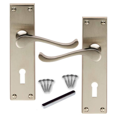 Viktorianisches Rollschloss Türgriffe Satin Nickel Innentürgriff 150x42mm x1
