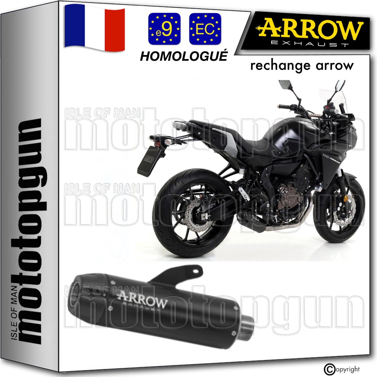Echappement Arrow Jet-Race moto Yamaha Tracer 7 2023 silencieux noir